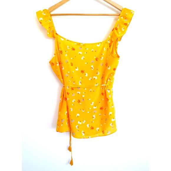 MADEWELL Silk Wrap Cami V-Neck Top in Painted Carnations Tassel Tie Waist 10 $88 - Picture 5 of 7